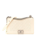 Lambskin Perforated Medium Boy Flap White