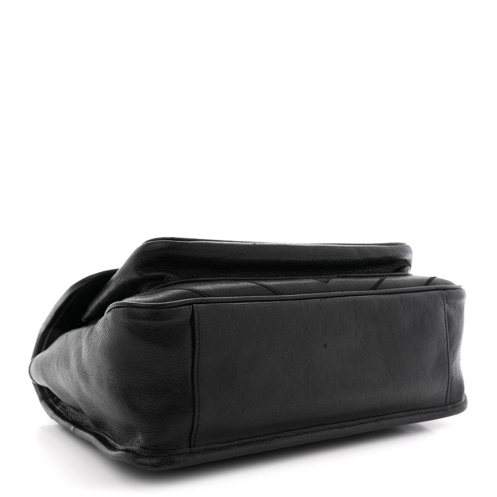 Calfskin Matelasse Monogram Microstud Medium Niki Chain Satchel Black
