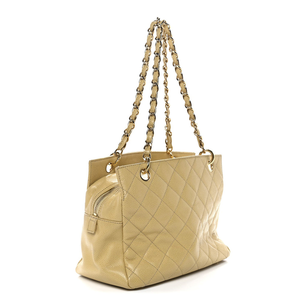 Caviar Quilted Petit Timeless Tote PTT Beige