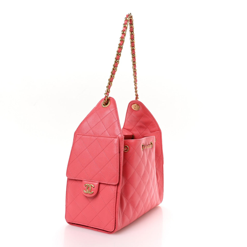 Caviar Quilted Small Chanel 25 Handbag Coral