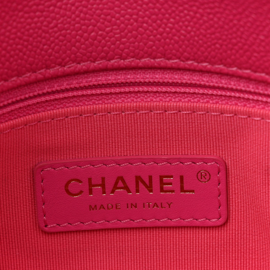Shiny Caviar Quilted Small Chain Melody Flap Dark Pink