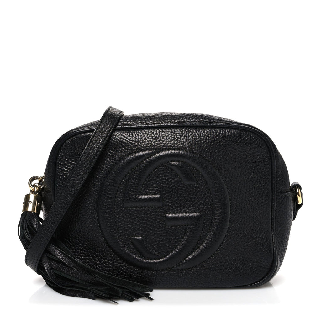 Pebbled Calfskin Small Soho Disco Bag Black