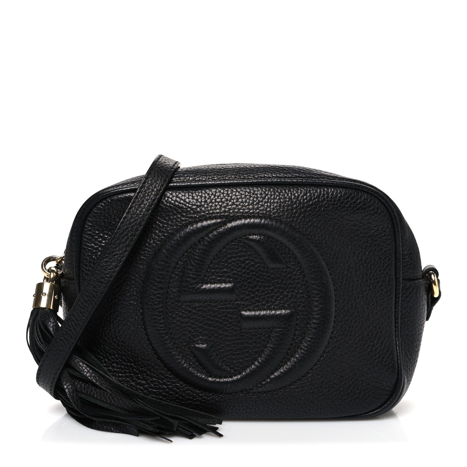 Pebbled Calfskin Small Soho Disco Bag Black