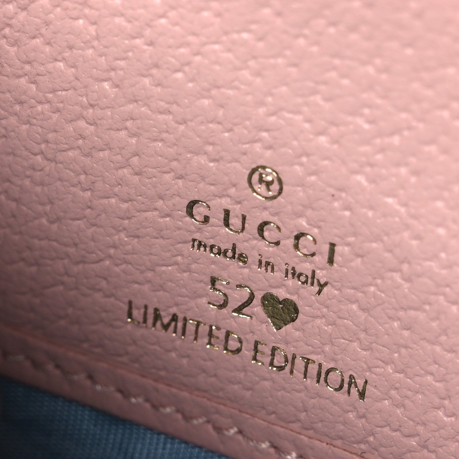 New Denim GG Monogram Calfskin Love Parade Zip Around Wallet Light Pink