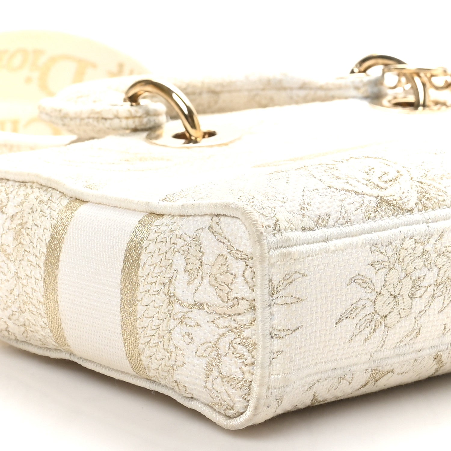 Canvas Embroidered Medium Jardin D'Hiver Lady D-Joy White Gold