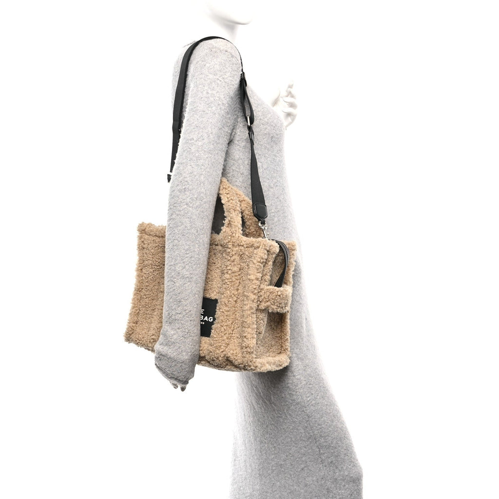 Polyester Cotton Medium The Teddy Traveler Tote Bag Beige