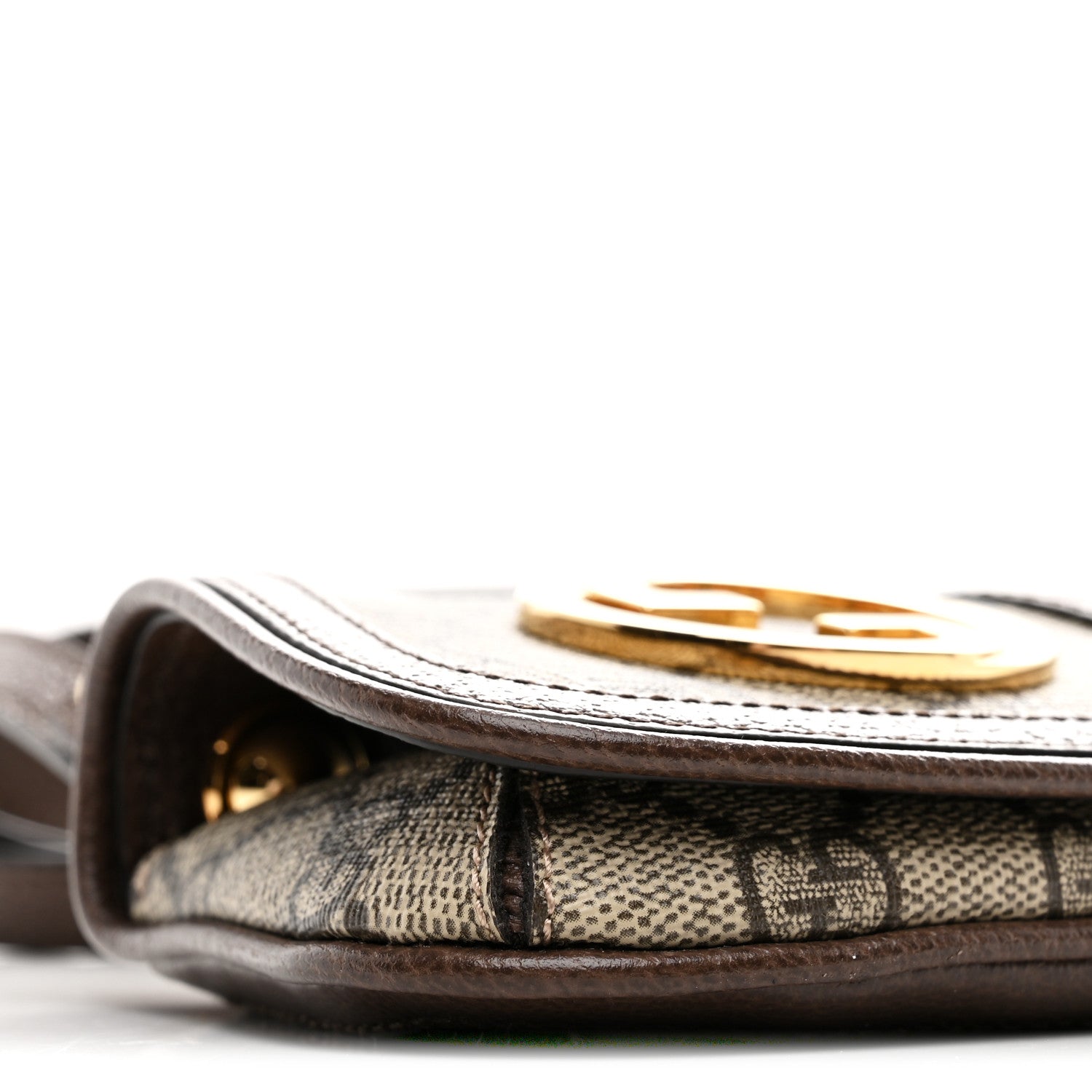GG Supreme Monogram Textured Dollar Calfskin Blondie  Case Wallet with Strap Beige Ebony New Acero