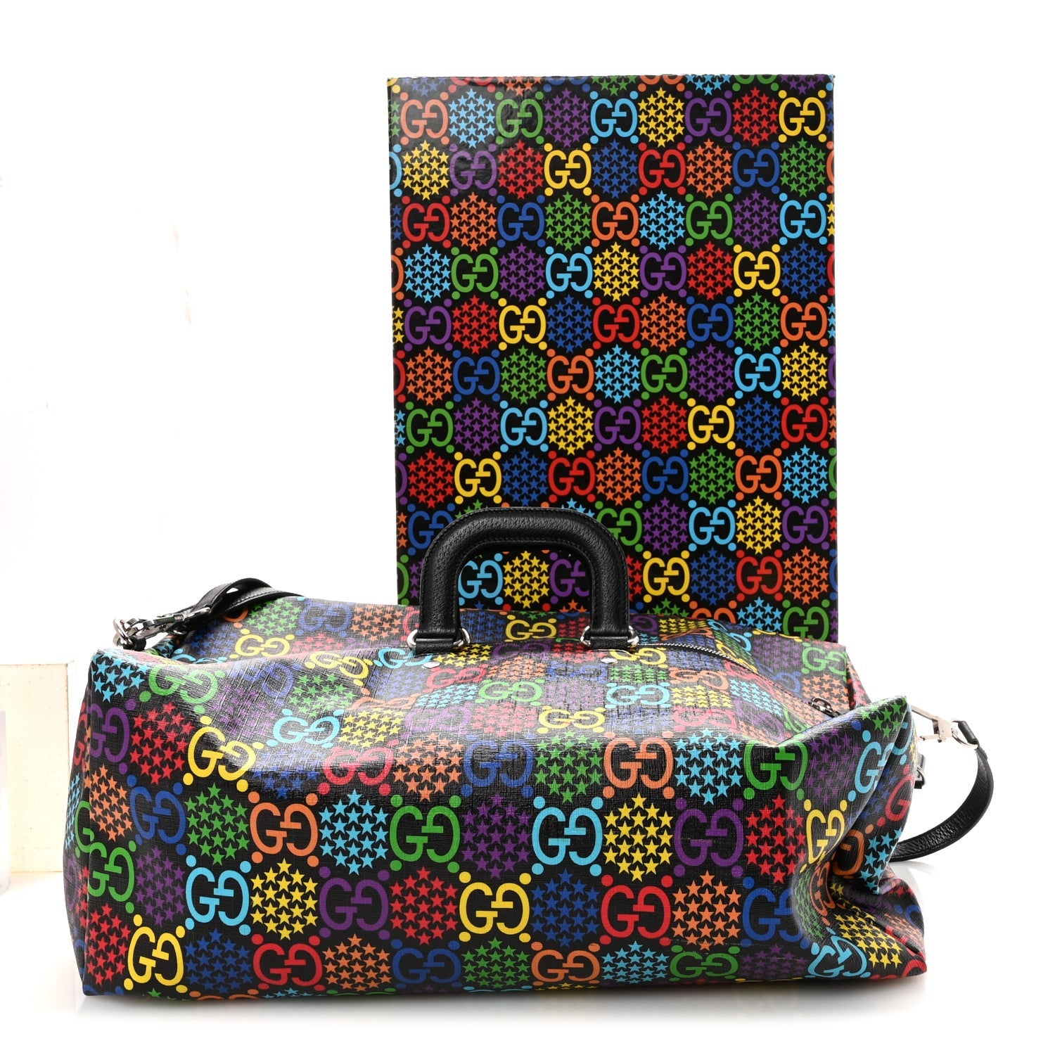 GG Supreme Monogram Psychedelic Duffle Backpack Black Multicolor