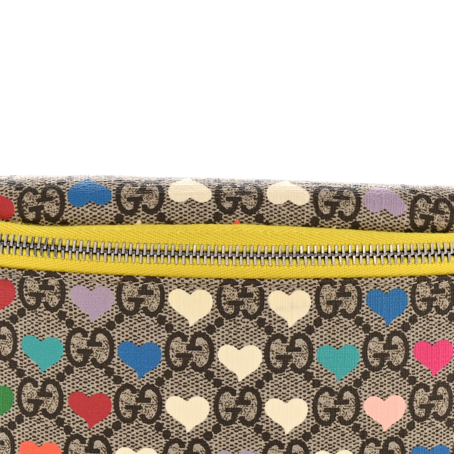 Soft GG Supreme Monogram Hearts Web Childrens Belt Bag Beige Ebony Multicolor Freesia