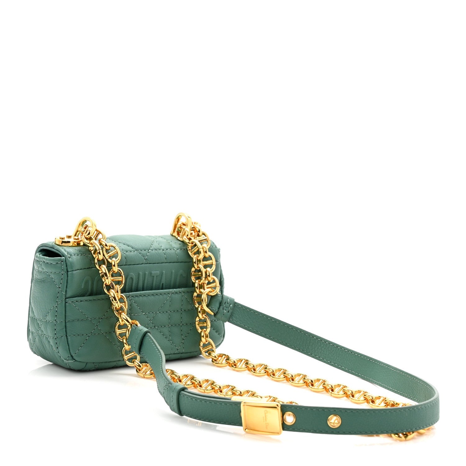 Supple Calfskin Cannage Micro Caro Bag Vert Tundra