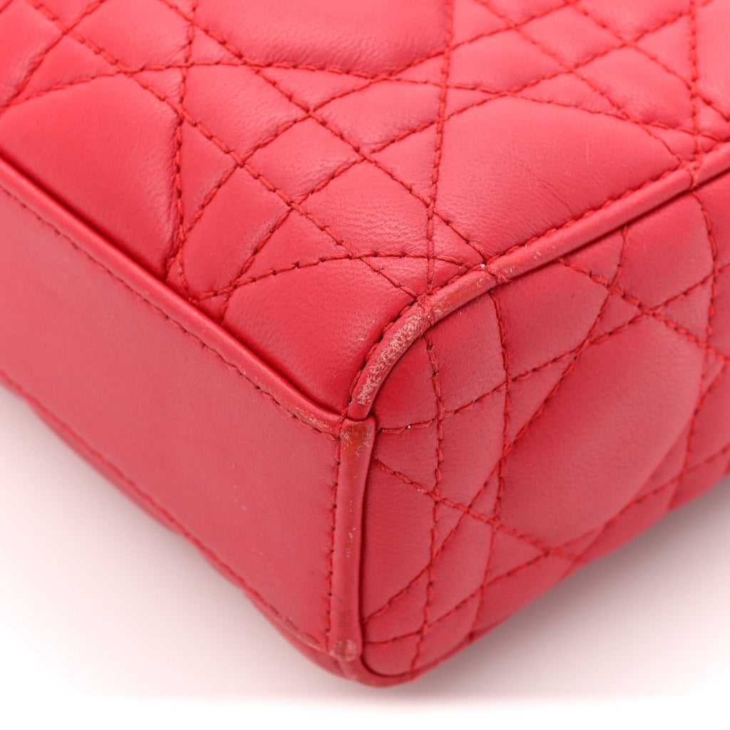 Lambskin Cannage Medium Lady D-Joy Red