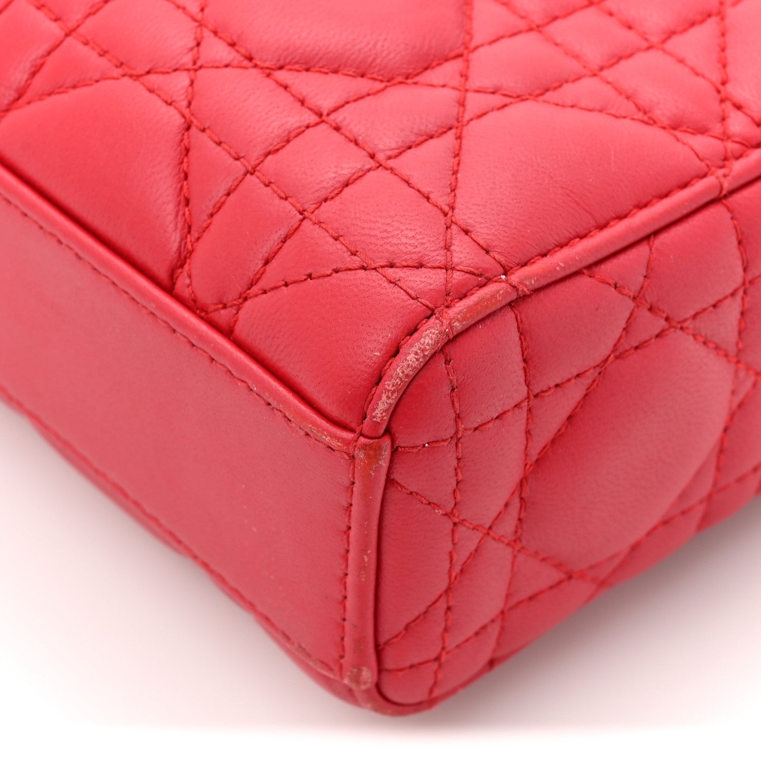 Lambskin Cannage Medium Lady D-Joy Red