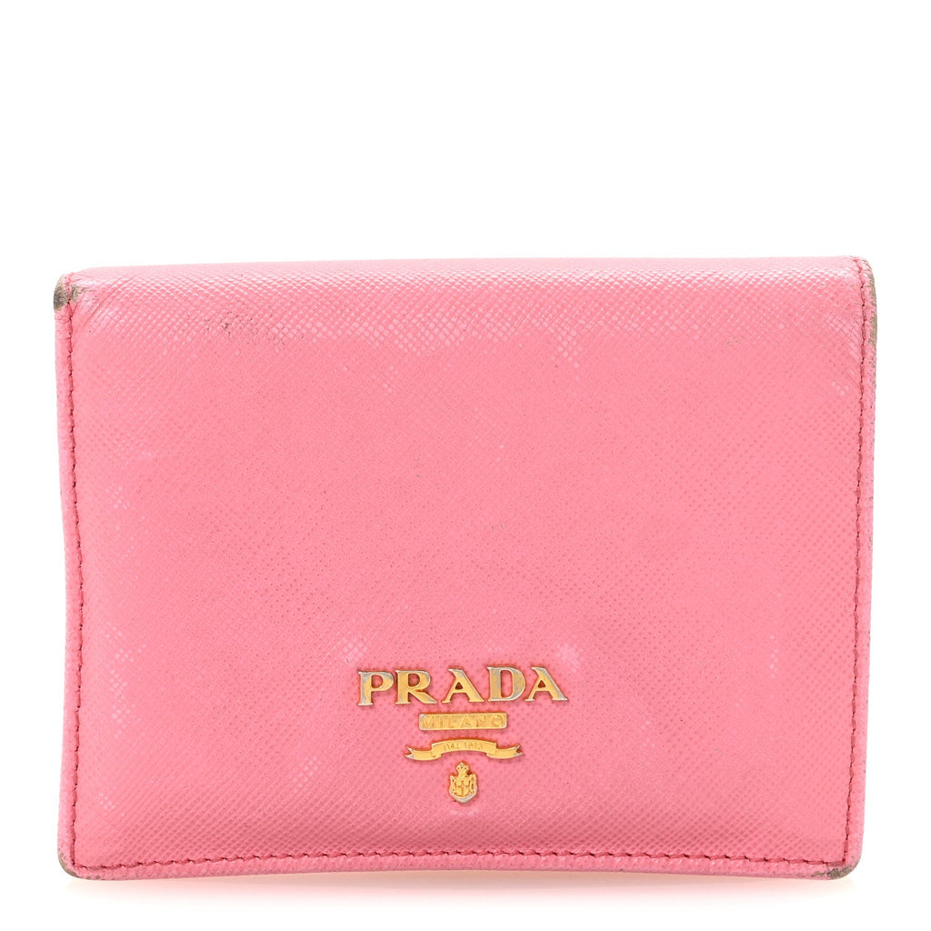Saffiano Metal Compact Snap Bi-Fold Wallet Geranio