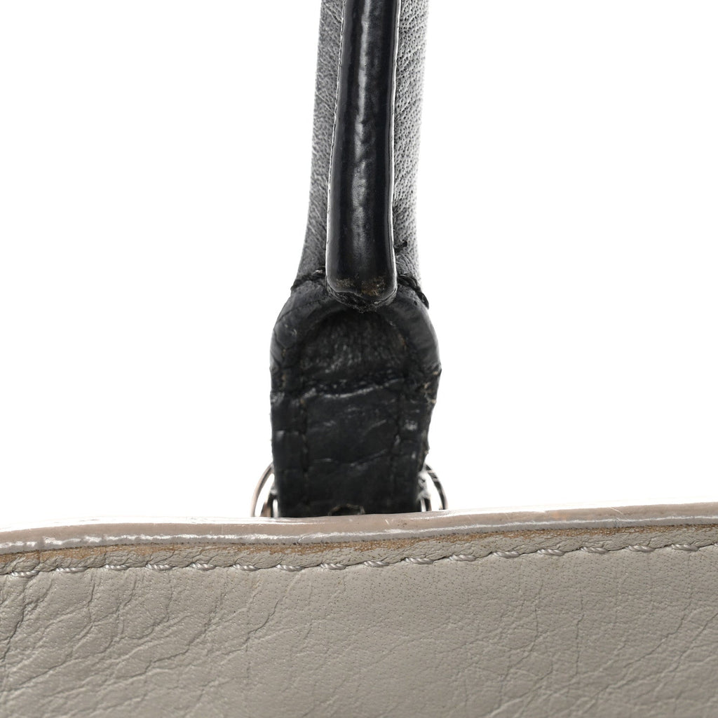 Calfskin Papier Mini A4 Zip Around Tote Grey Black