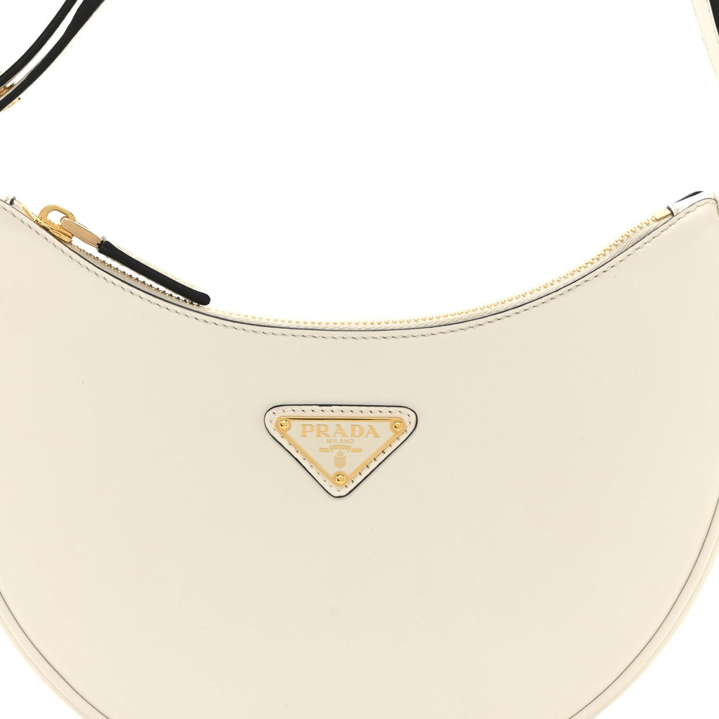 Soft Calfskin Arque Shoulder Bag White