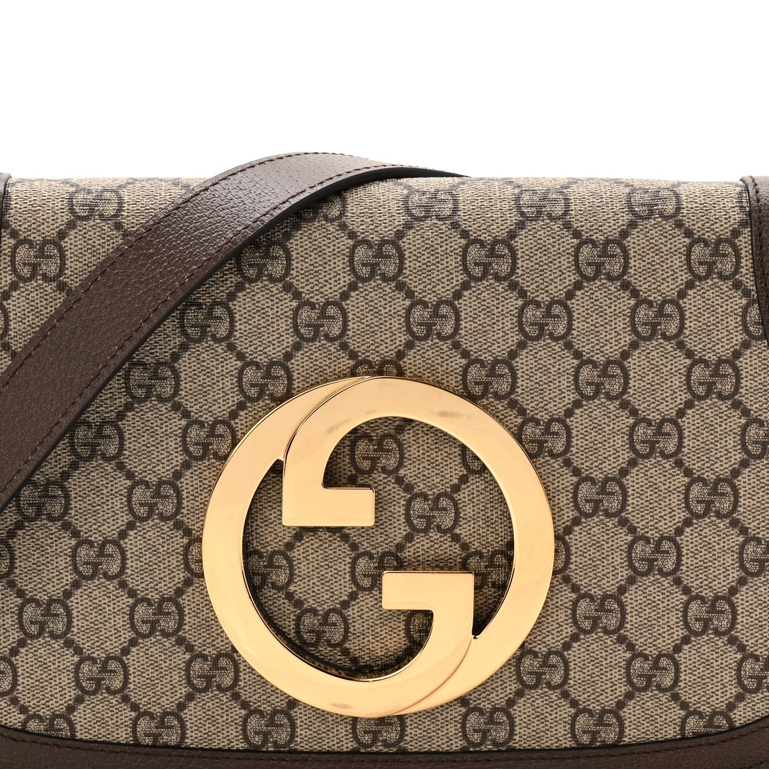 GG Supreme Monogram Textured Dollar Calfskin Blondie Chain Shoulder Flap Bag Beige Ebony New Acero