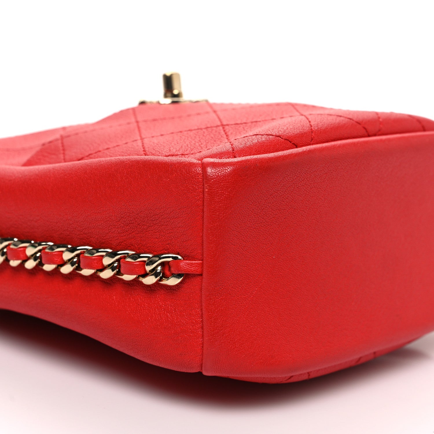Goatskin Stitched Casual Trip North South Camera Case Red