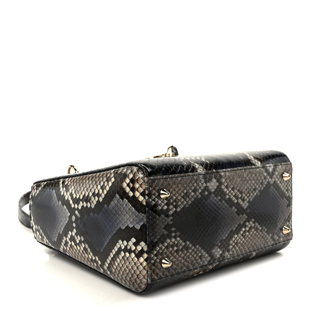 Snakeskin Small Lady Dior Bleu Multicolor