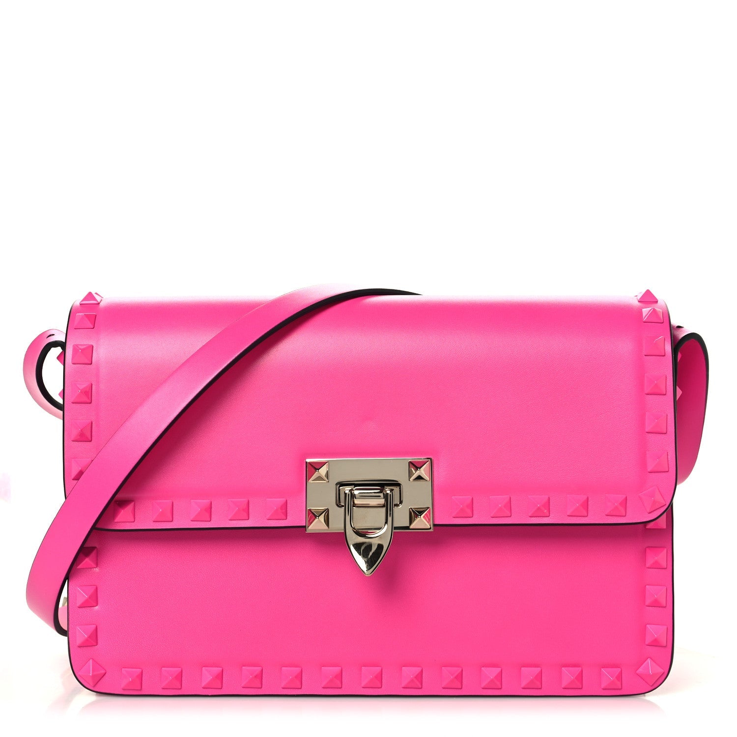 Smooth Calfskin Enamel Tonal Rockstud23 Shoulder Bag Pink PP