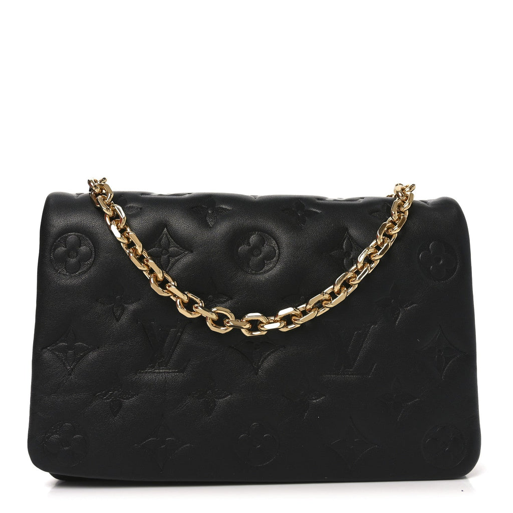 Lambskin Embossed Monogram Pochette Coussin Black