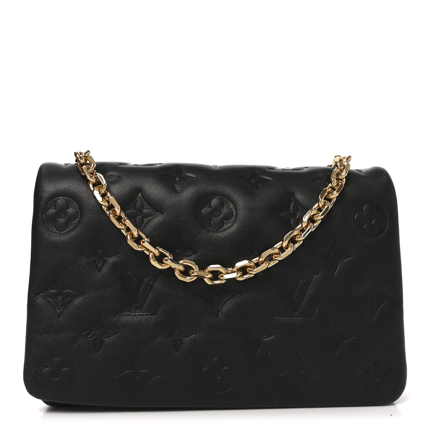 Lambskin Embossed Monogram Pochette Coussin Black