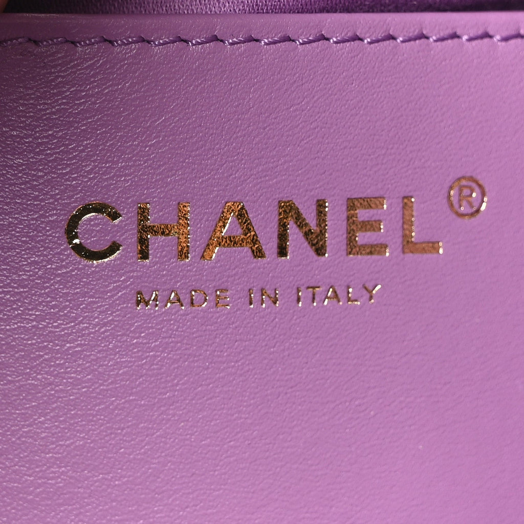 Suede Quilted Mini Chanel 25 Handbag Purple