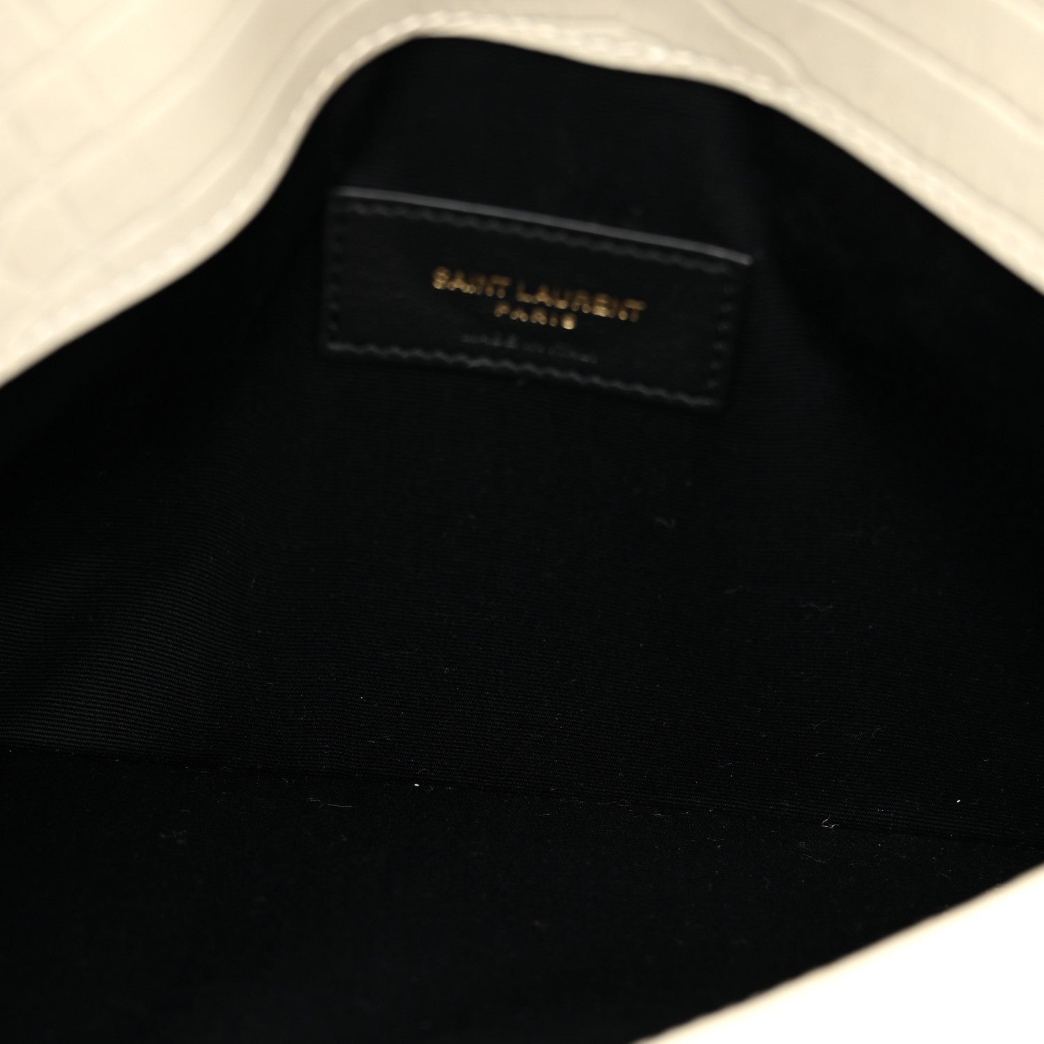 Calfskin Crocodile Embossed Uptown Monogram Pouch Crema Soft