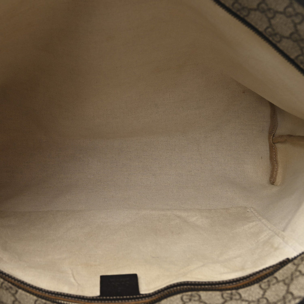 GG Supreme Monogram Large Zippered Shopping Tote Dark Brown