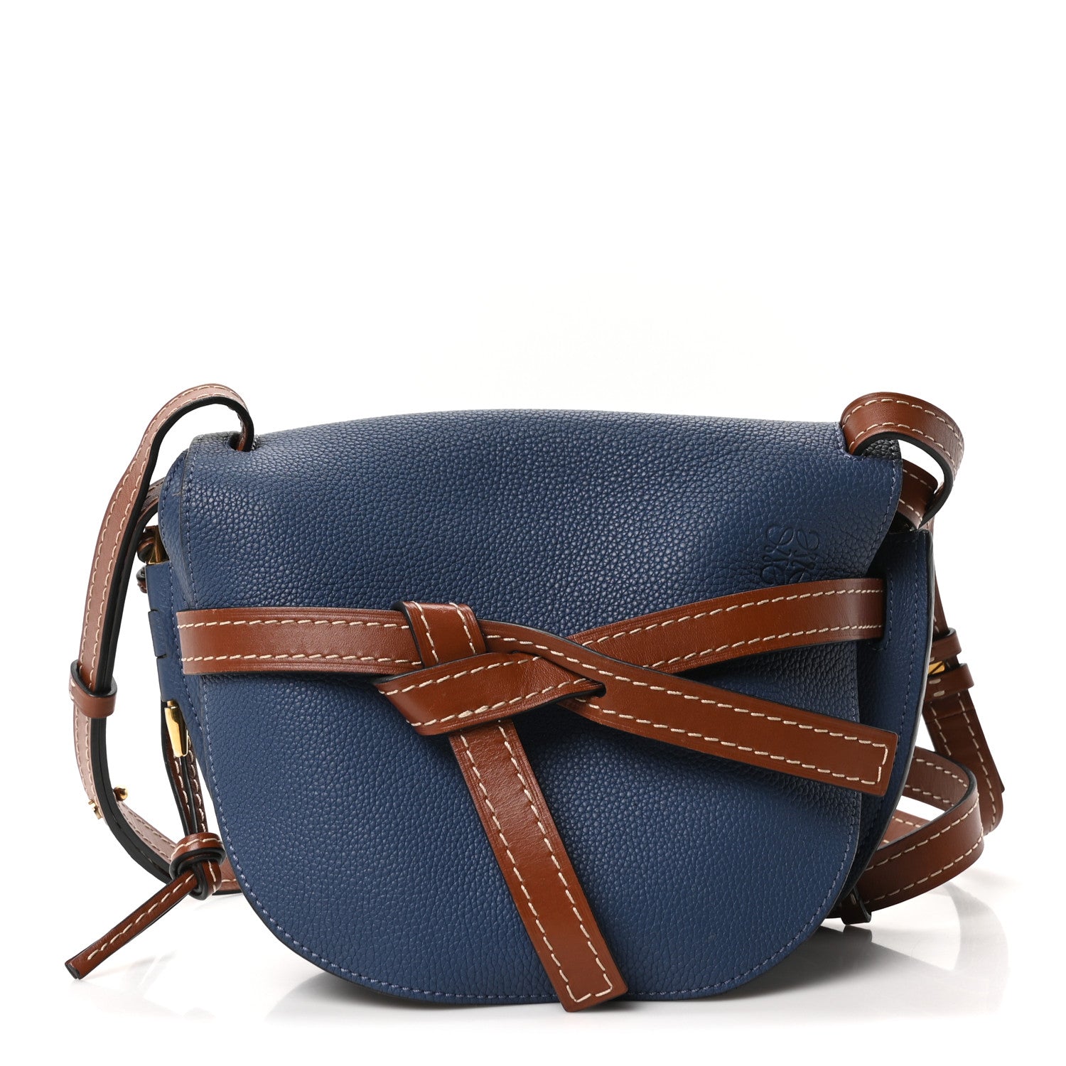 Grained Calfskin Small Gate Crossbody Bag Varsity Pecan