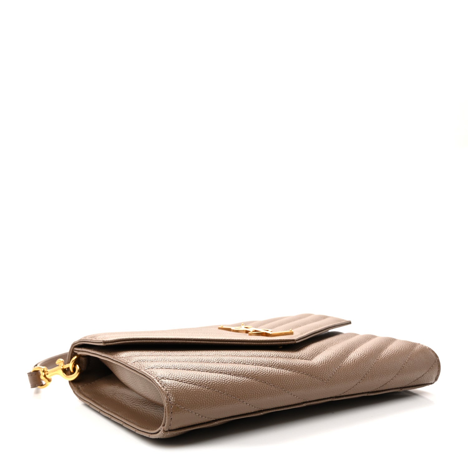 Grain De Poudre Matelasse Chevron Monogram Cassandre Flap Pouch Taupe