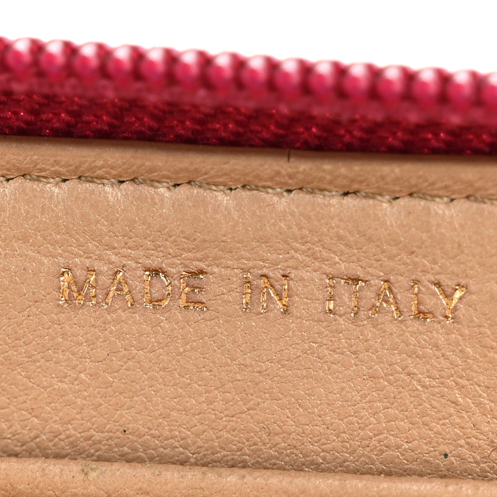 Lambskin Camellia Embossed Large Gusset Zip Around Wallet Fuchsia