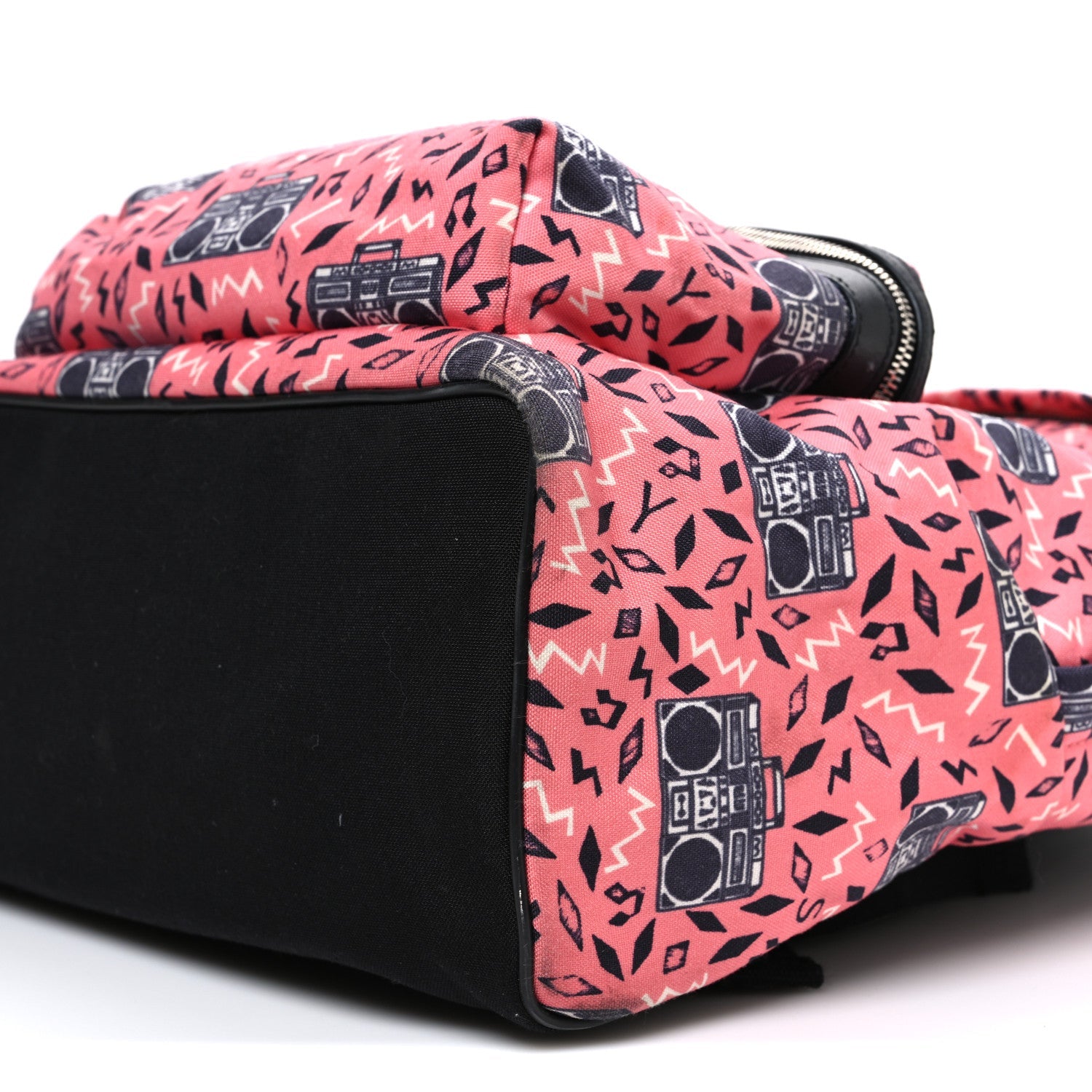 Canvas Radio Print City Backpack Pink