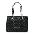 Caviar Quilted Grand Shopping Tote GST Black