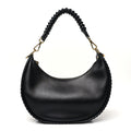 Vitello Grace Matte Whipstitch Small Fendigraphy Hobo Bag Black