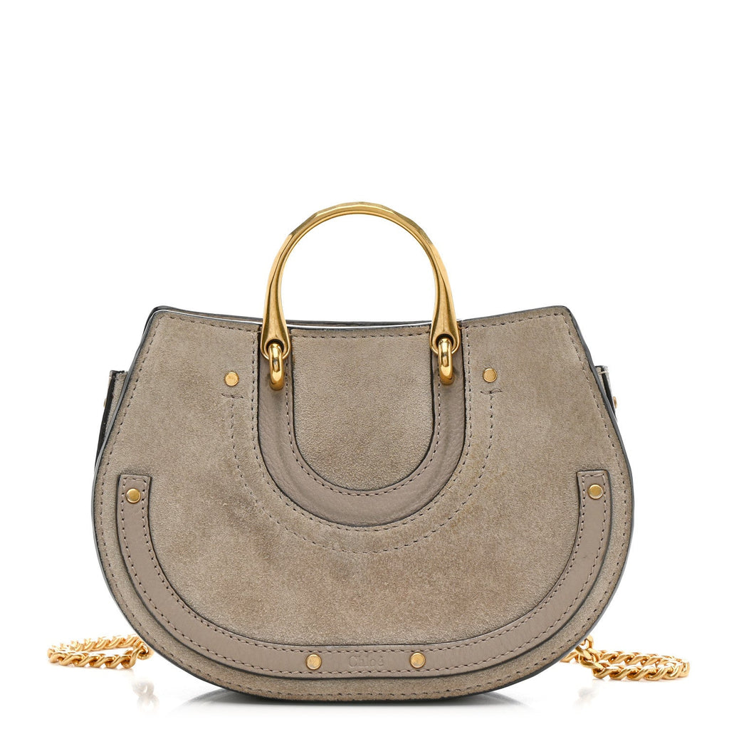 Calfskin Suede Mini Pixie Signature Belt Bag Motty Grey