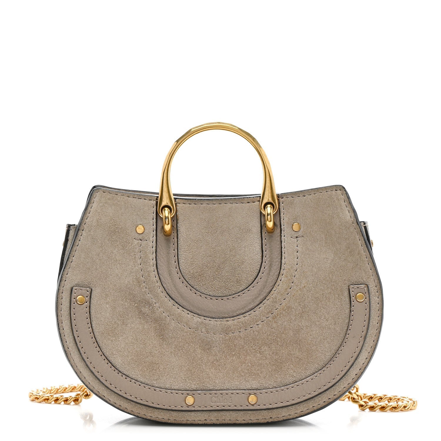 Calfskin Suede Mini Pixie Signature Belt Bag Motty Grey