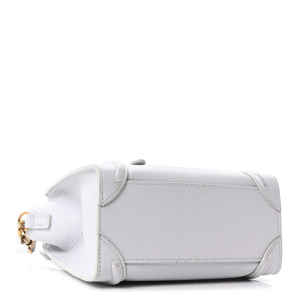 Drummed Calfskin Nano Luggage Pearl Blue