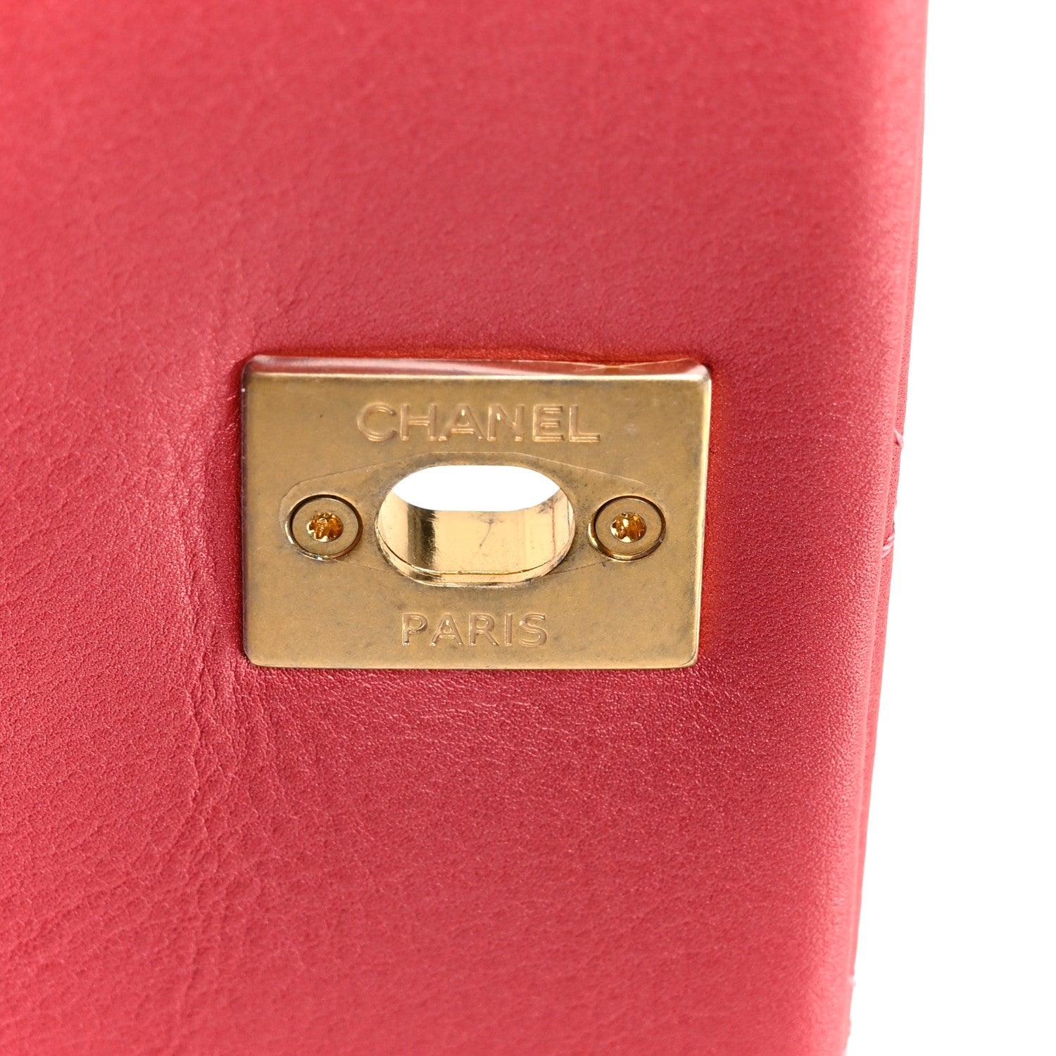 Metallic Calfskin Quilted Top Handle Flap Dark Pink
