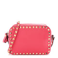 Calfskin Rockstud Camera Crossbody Bag Deep Rose