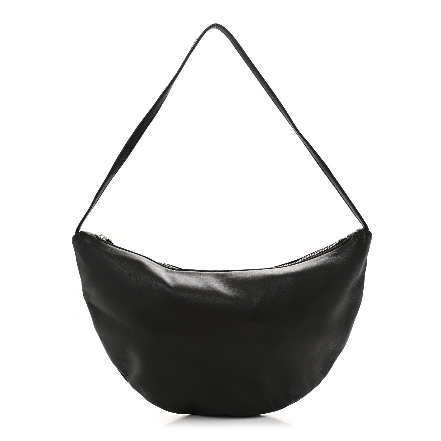 Finely Grained Calfskin Small Izzy Crescent Shoulder Bag Ebony Brown