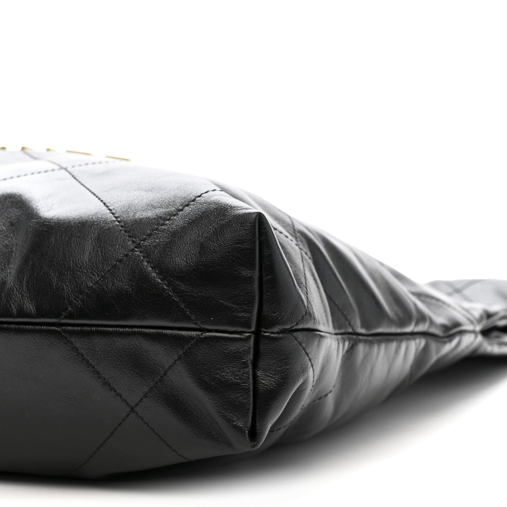 Shiny Calfskin Quilted Small Chanel 22 Black