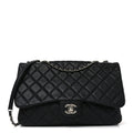 Lambskin Quilted Jumbo Chanel 3 Flap Bag Black