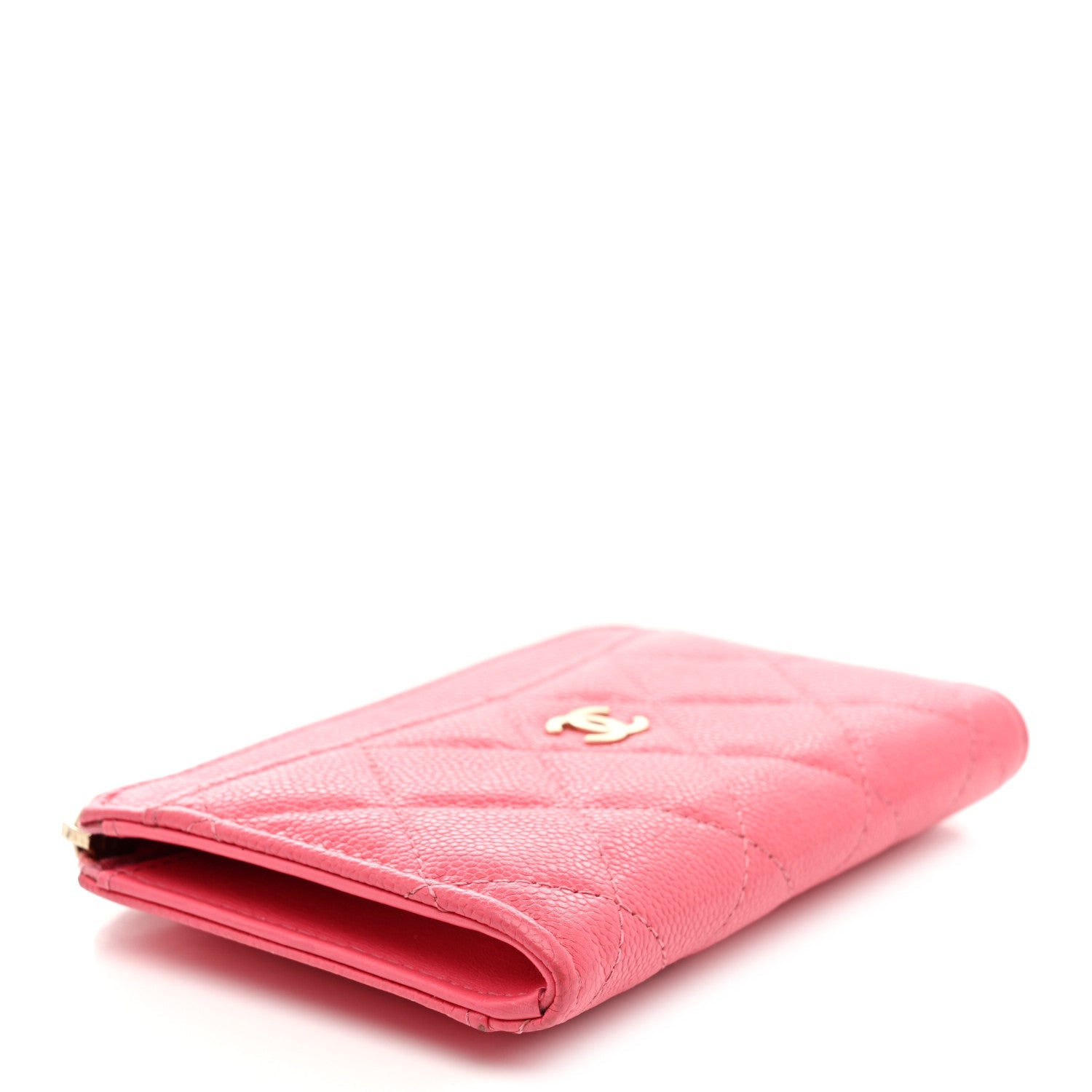 Caviar Quilted CC Zip Around  Holder Pink
