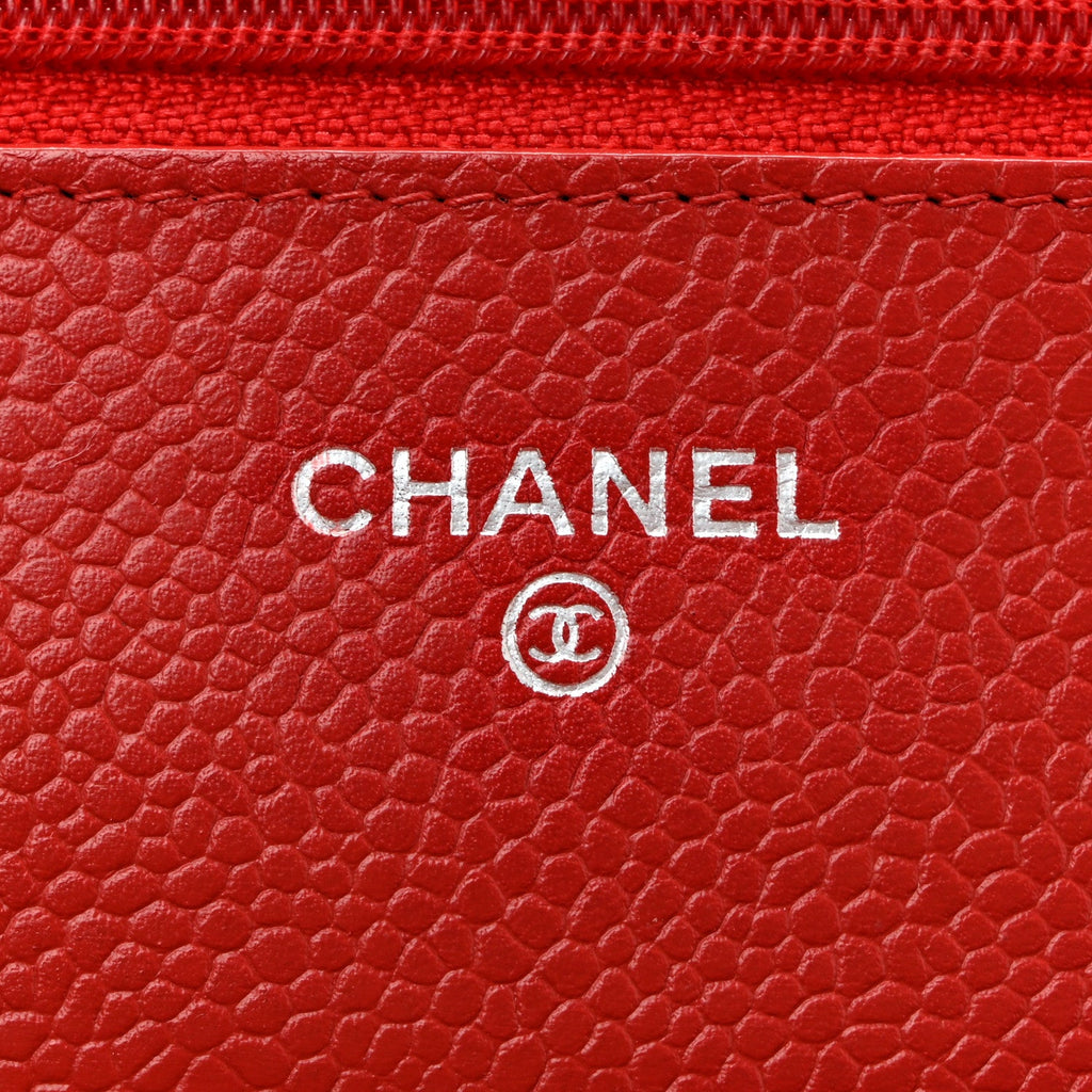 Caviar Quilted Wallet On Chain WOC Red