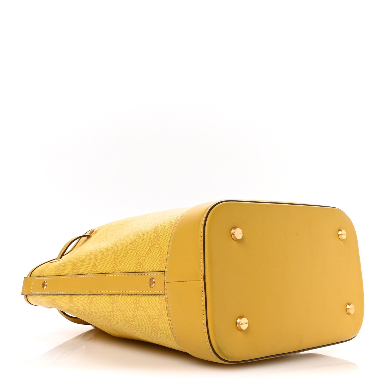 Lauretos Spanish Calfskin Medium Himmel Drawstring Bucket Bag Lemon Gold