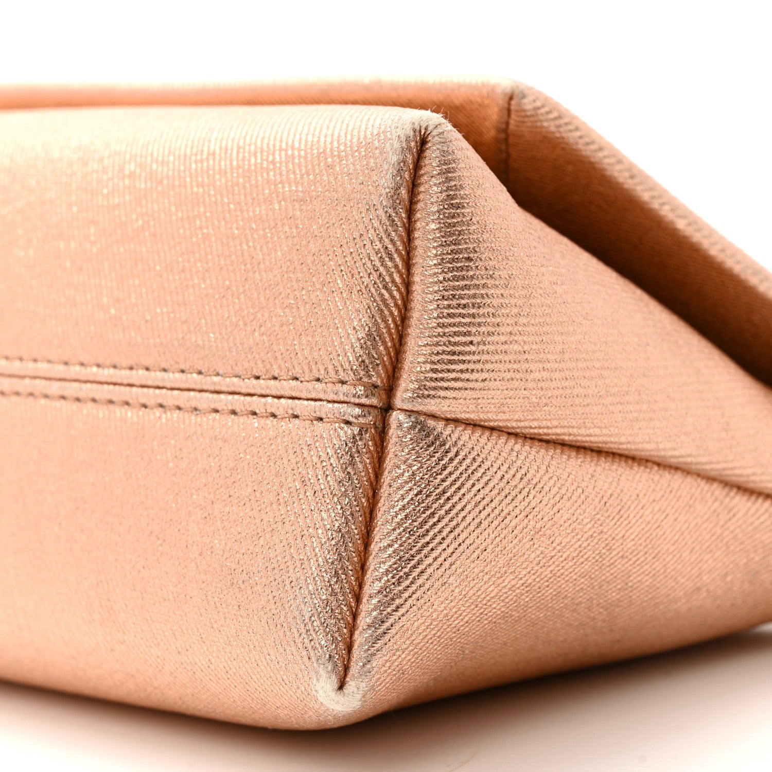 Coated Metallic Denim Mini Label Chain Shoulder Bag Iced Nude