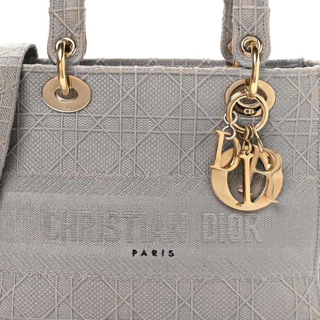 Canvas Embroidered Cannage Medium Lady D-Lite Gray