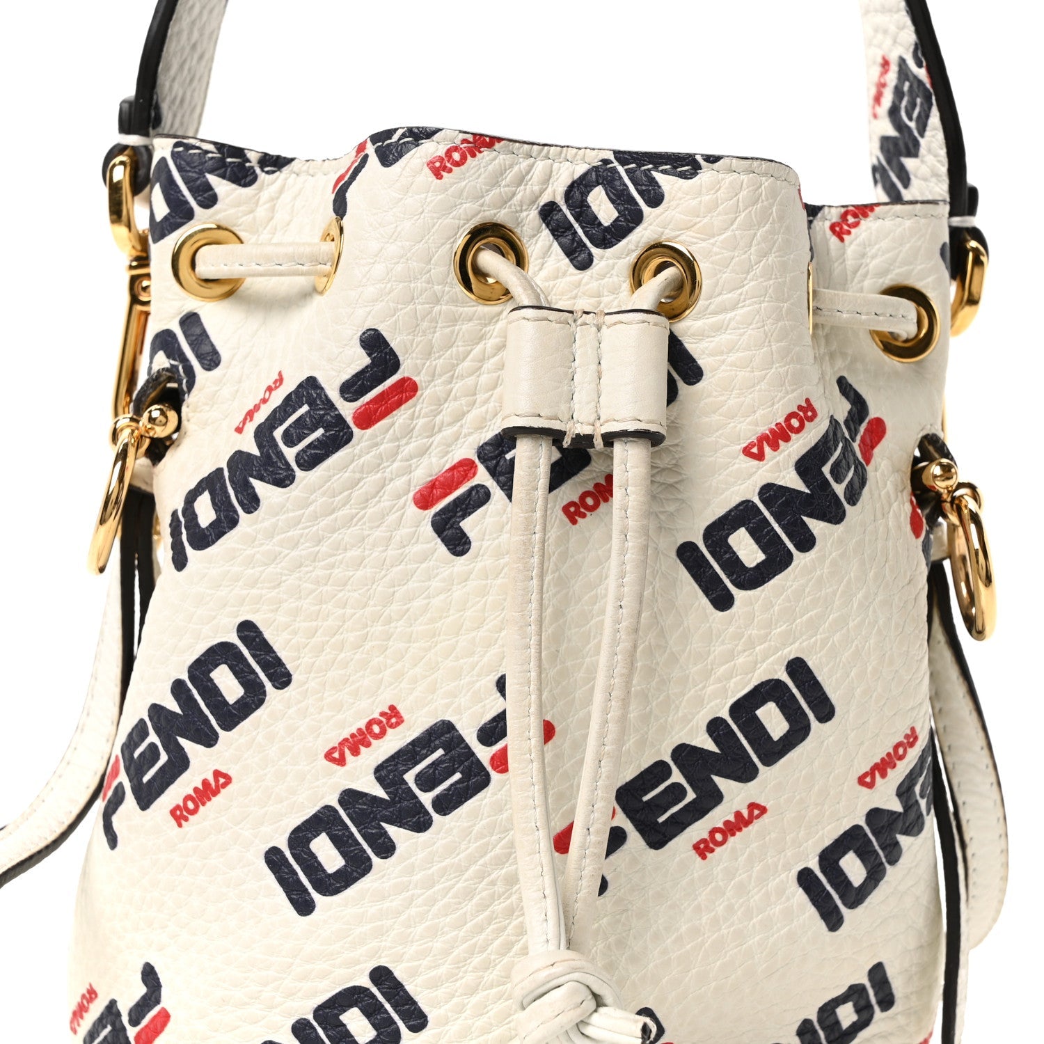 X FILA Vitello F is Fendi Mania Mini Mon Tresor Bucket Bag White
