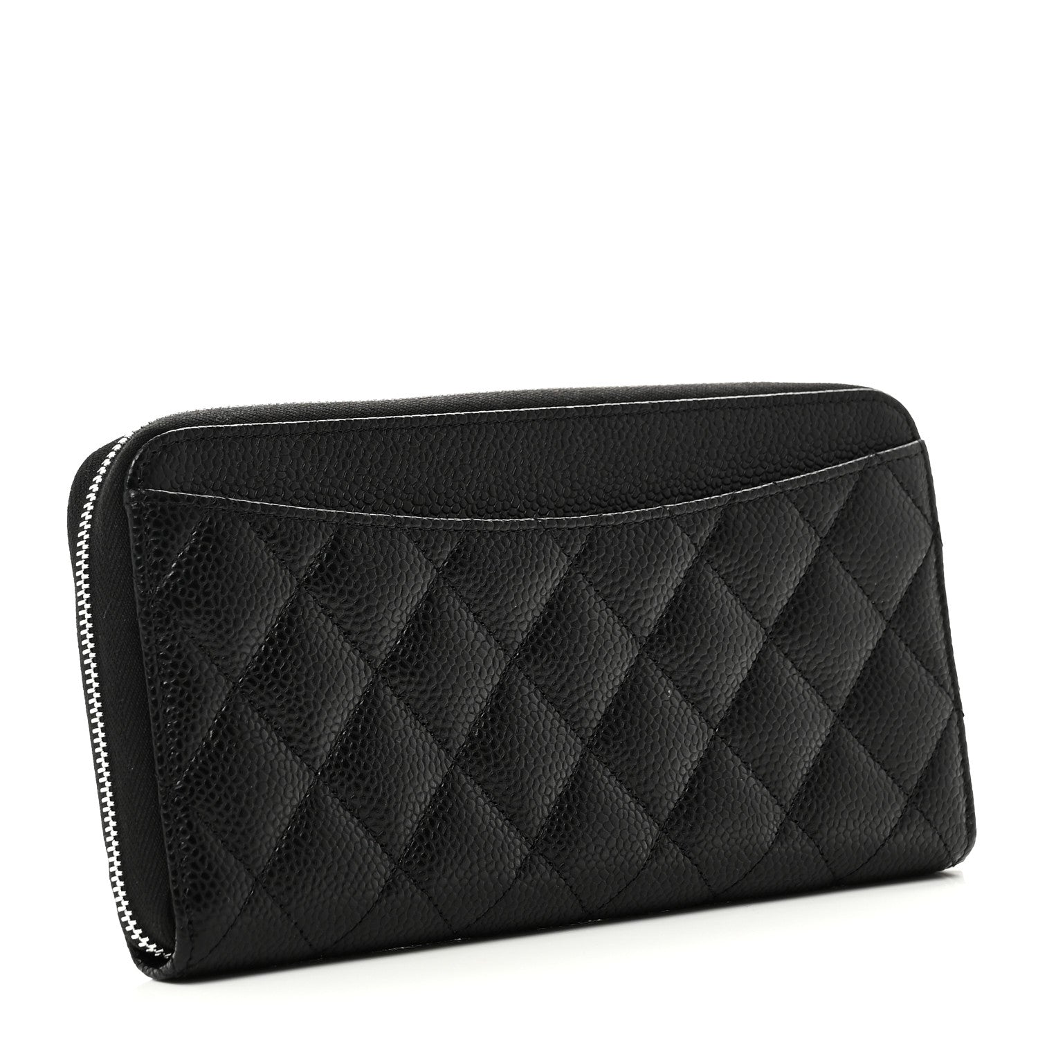 Caviar Quilted Large Gusset Zip Around Wallet Black