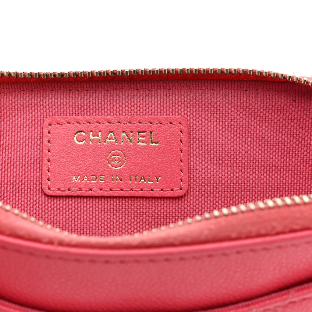 Caviar Quilted CC Zip Around  Holder Pink